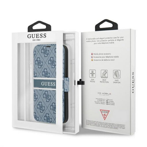 Guess case for iPhone 13 Mini 5,4" GUBKP13S4GDBL blue book case 4G Stripe - Image 5