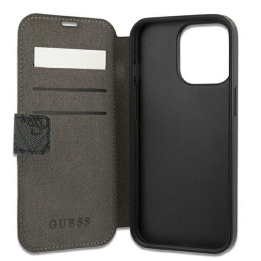 Guess case for iPhone 13 Pro / 13 6,1" GUBKP13L4GMGGR grey book case 4G Big Metal Logo - Image 4