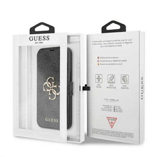 Guess case for iPhone 13 Pro / 13 6,1" GUBKP13L4GMGGR grey book case 4G Big Metal Logo - Image 5