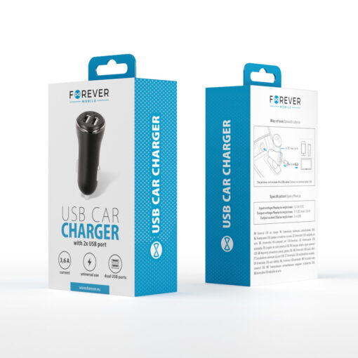 Forever CC-03 car charger 2x USB 3,6A black - Image 2