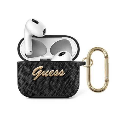 Guess case for Airpods 3 GUA3SASMK black 4G Script Metal