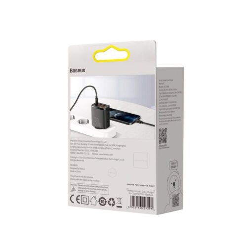 Baseus wall charger Compact PD 30W 1x USB-C 2x USB black - Image 5