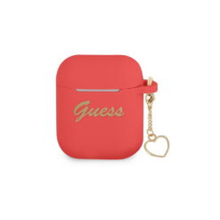 Guess case for Airpods / Airpods 2 GUA2LSCHSR red Silicone Heart Charm