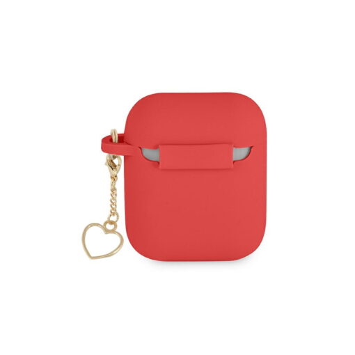 Guess case for Airpods / Airpods 2 GUA2LSCHSR red Silicone Heart Charm - Image 2