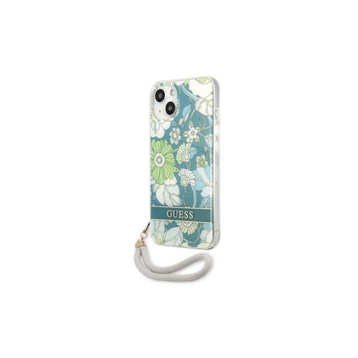 Guess case for iPhone 13 6,1" GUHCP13MHFLSN hard case green Flower Cord