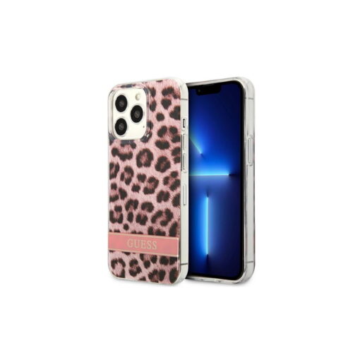 Guess case for iPhone 13 Pro Max 6,7" GUHCP13XHSLEOP pink hard case Leopard Electro Stripe - Image 2