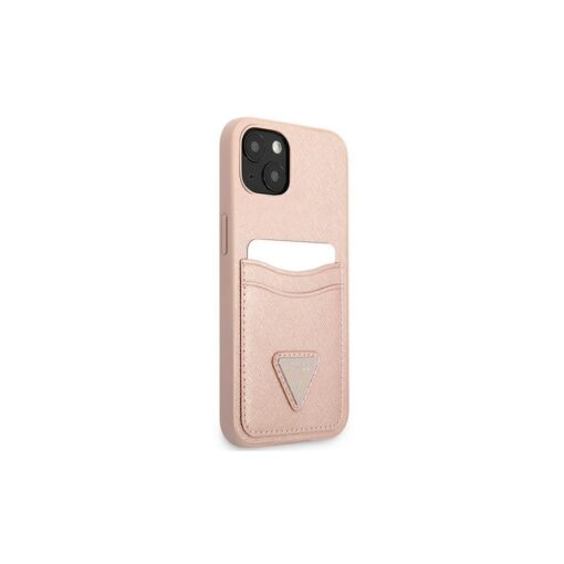 Guess case for iPhone 13 6,1" GUHCP13MPSATPP hardcase pink Saffiano Double Card Triangle - Image 3