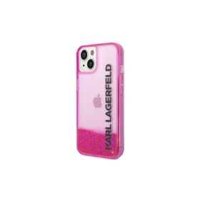 Karl Lagerfeld case for iPhone 14 Pro 6,1" KLHCP14LLCKVF pink Liquid Glitter Translucent case Elongated Logo