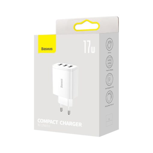 Baseus wall charger Compact 3 x USB white 17w - Image 7