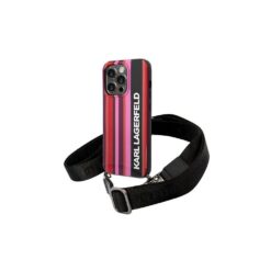 Karl Lagerfeld case for iPhone 14 Pro 6,1" KLHCP14LSTSTP pink hardcase Color Stripes Strap