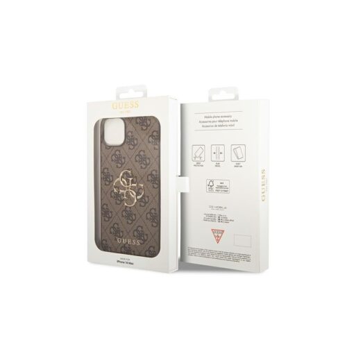 Guess case for iPhone 14 6,1" GUHCP14S4GMGBR brown PU Leather 4G Big Metal Logo - Image 4