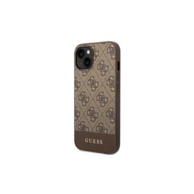 Guess case for iPhone 14 Pro Max 6,7" GUHCP14XG4GLBR brown PC/TPU 4G PU case with Bottom Stripe Metal Logo