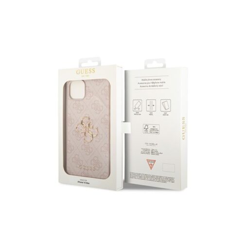 Guess case for iPhone 14 Pro 6,1" GUHCP14L4GMGPI pink PU Leather 4G Big Metal Logo - Image 4