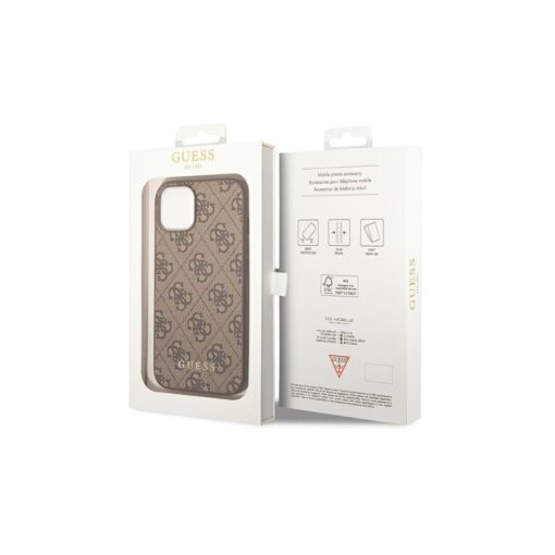 Guess case for iPhone 14 Pro Max 6,7" GUHCP14XG4GFBR brown Basic PC/TPU 4G PU case Gold Logo - Image 4