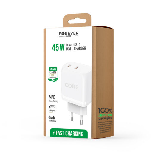 Forever CORE SMART PD wall charger 2xUSB-C 45W - Image 2