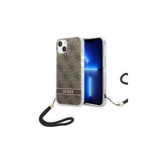 Guess case for iPhone 14 Pro 6,1" GUOHCP14LH4STW brown HC PC/TPU Print 4G Cord - Image 2