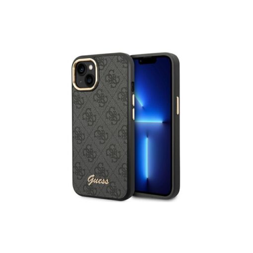 Guess case for iPhone 14 Plus 6,7" GUHCP14MHG4SHK black HC PC/TPU 4G PU Metal Outline Script - Image 2