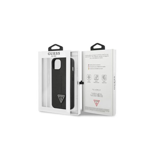 Guess case for iPhone 14 Pro 6,1" GUHCP14LPSATLK black HC Saffiano PU Triangle - Image 4