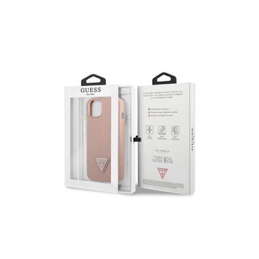 Guess case for iPhone 14 6,1" GUHCP14SPSATLP pink HC Saffiano PU Triangle - Image 4