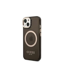 Guess case for iPhone 14 Plus 6,7" GUHMP14MHTCMK black HC Magsafe Gold Outline Translucent