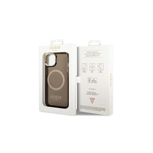 Guess case for iPhone 14 Plus 6,7" GUHMP14MHTCMK black HC Magsafe Gold Outline Translucent - Image 4