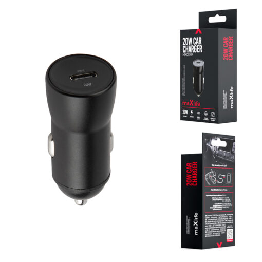 Maxlife MXCC-04 PD QC car charger 1x USB-C 20W black - Image 5