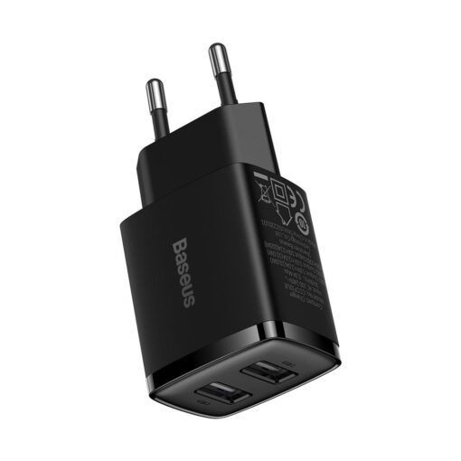 Baseus wall charger Compact 2 x USB black 10,5w - Image 6