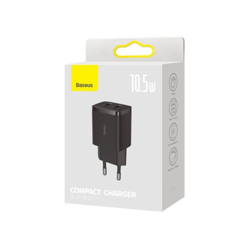 Baseus wall charger Compact 2 x USB black 10,5w - Image 8