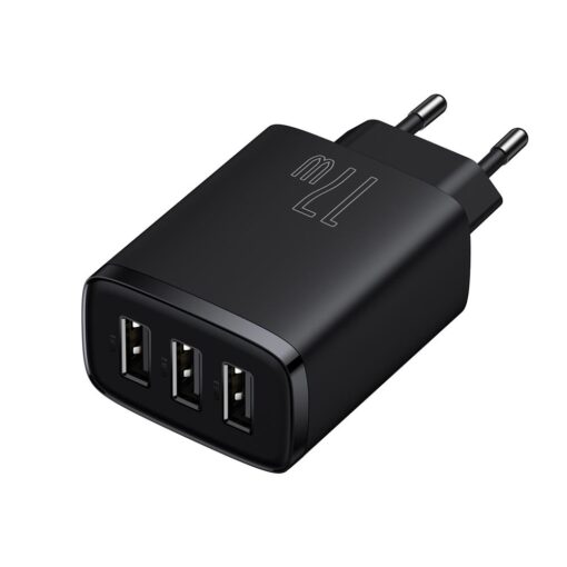 Baseus wall charger Compact 3 x USB black 17w - Image 2