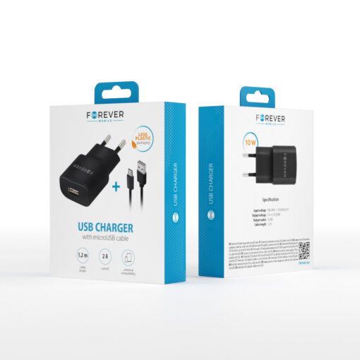 Forever TC-01 charger 1x USB 2A black + microUSB cable - Image 7