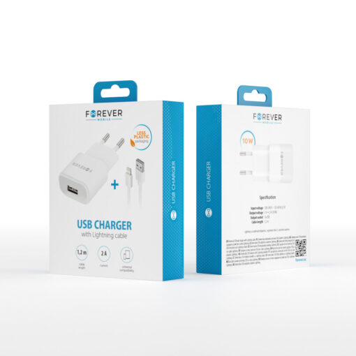 Forever TC-01 charger 1x USB 2A white + Lightning cable - Image 5