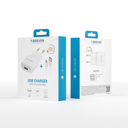 Forever TC-01 charger 1x USB 2A white + microUSB cable - Image 5