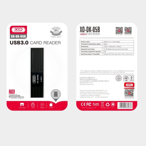 XO card reader 2 in 1 DK05B USB 3.0 black - Image 2