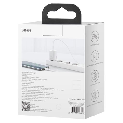 Baseus wall charger Super Si PD 25W 1x USB-C white - Image 7