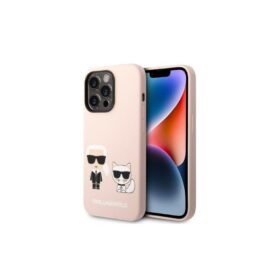 Karl Lagerfeld case for iPhone 14 Pro Max 6,7" KLHMP14XSSKCI pink hard case Magsafe Liq Silicone Karl & Choupette
