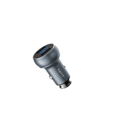 HAVIT car charger H214 LED ring 2xUSB grey - Image 2