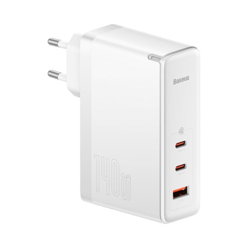 Baseus wall charger GaN5 Pro PD 140W 2x USB-C 1x USB white + USB-C - USB-C 240W cable - Image 3