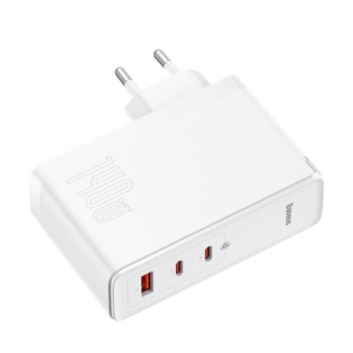 Baseus wall charger GaN5 Pro PD 140W 2x USB-C 1x USB white + USB-C - USB-C 240W cable - Image 4