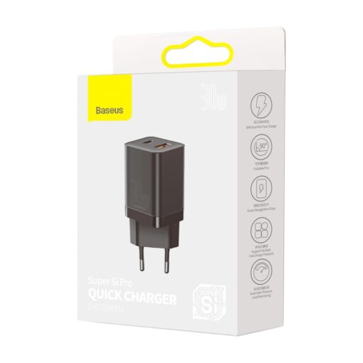 Baseus wall charger Super Si PD 30W 1x USB-C 1x USB black - Image 8