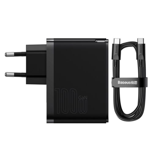 Baseus wall charger GaN5 Pro PD 100W 1x USB-C 1x USB black + USB-C - USB-C