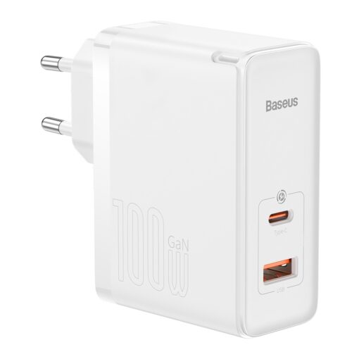 Baseus wall charger GaN5 Pro PD 100W 1x USB-C 1x USB white+ USB-C - USB-C - Image 4