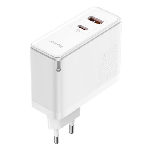 Baseus wall charger GaN5 Pro PD 100W 1x USB-C 1x USB white+ USB-C - USB-C - Image 5