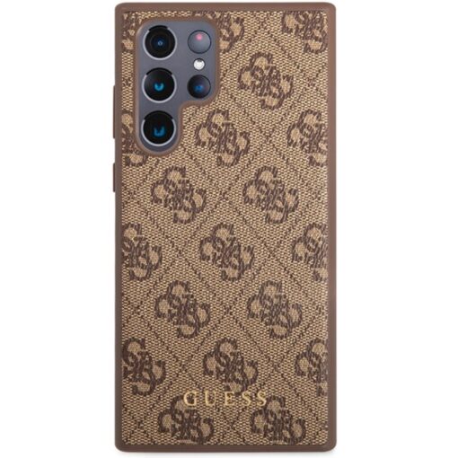 Guess case for Samsung Galaxy S23 Ultra GUHCS23LG4GFBR brown hard case 4G Metal Gold Logo - Image 2