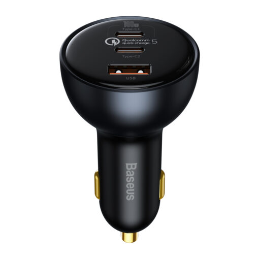 Baseus car charger QC 5 PD 160W 1x USB 2x USB-C black + cable USB-C - USB-C