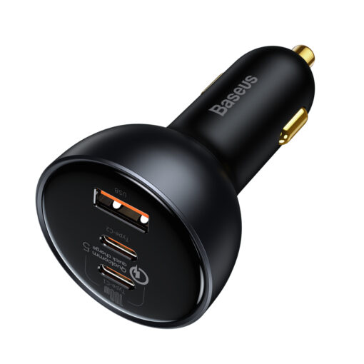 Baseus car charger QC 5 PD 160W 1x USB 2x USB-C black + cable USB-C - USB-C - Image 2