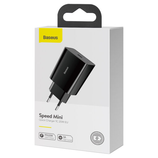 Baseus wall charger Speed Mini PD 20W 1x USB-C black - Image 8