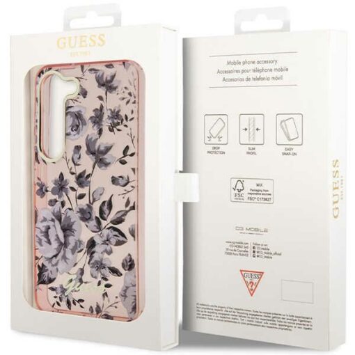 Guess case for Samsung Galaxy S23 Ultra GUHCS23LHCFWSP pink HC IML Flower - Image 7