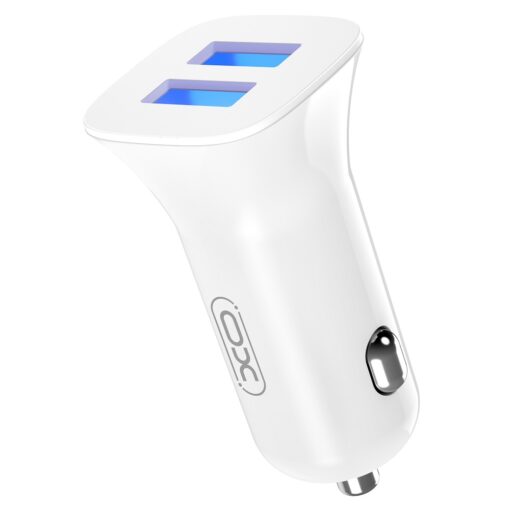 XO car charger TZ10 2x USB 2,4A white + microUSB cable - Image 2