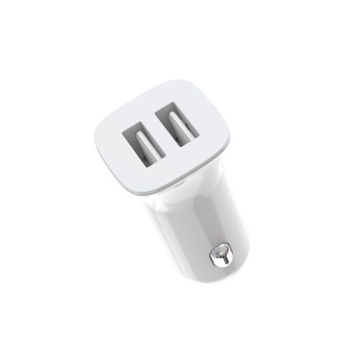 XO car charger TZ10 2x USB 2,4A white + microUSB cable - Image 3