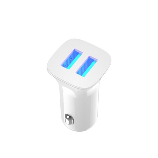 XO car charger TZ10 2x USB 2,4A white + microUSB cable - Image 4